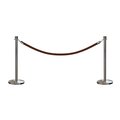 Montour Line Stanchion Post and Rope Kit Sat.Steel, 2 Crown Top 1 Tan Rope C-Kit-2-SS-CN-1-PVR-TN-PS